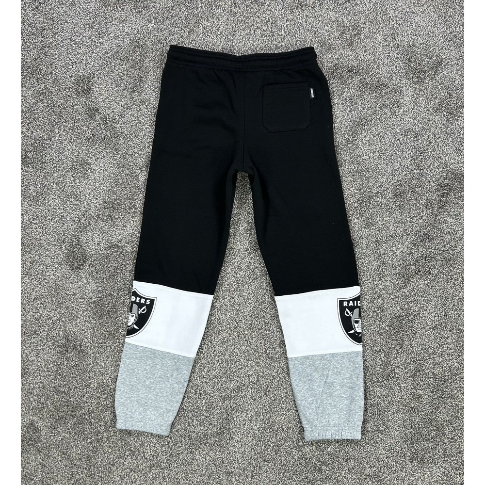NEW NFL Team Apparel Raiders Black White Grey Jogger Sweatpant Youth Large 14-16 - Picture 2 of 14